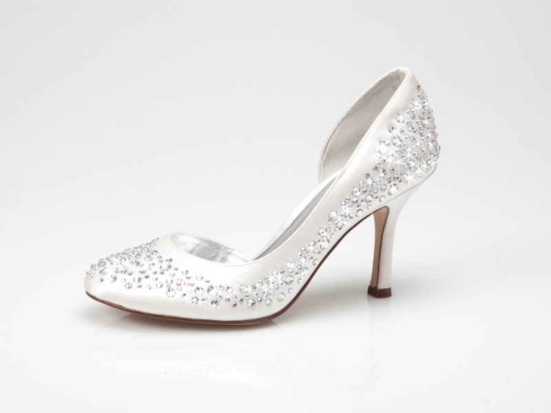 Designer Ivory or White Bridal shoes covered in Swarovski Crystals