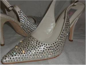 Swarovski crystal covered slingback bridal, evening, sweet 16 shoes