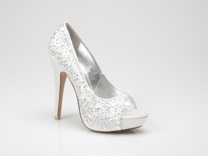 Designer Swarovski crystal peeptoe Bridal, prom, pageant & red carpet event shoes